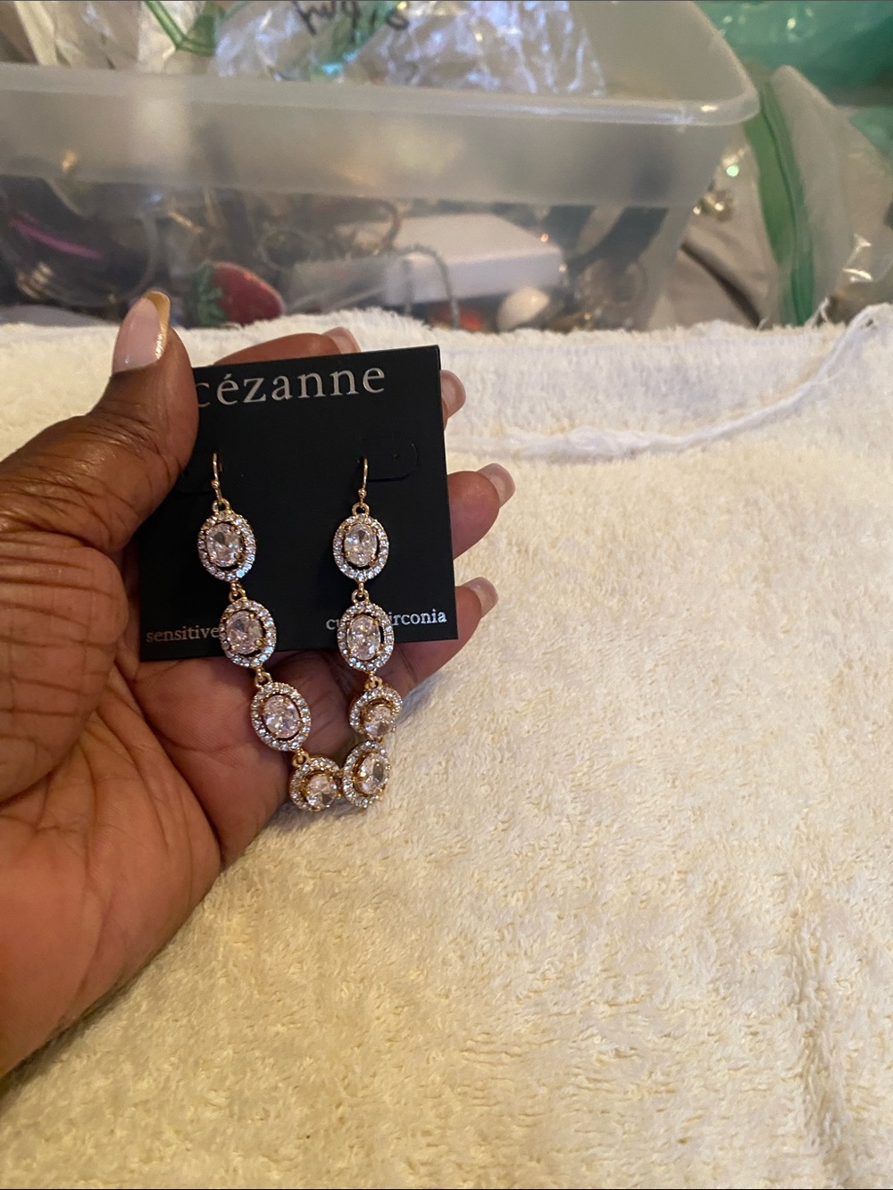cézanne Gold and Clear Crystal Linear Drop Earrings